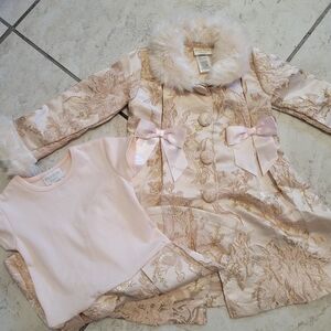 Blueberi Gold kids size 3 dress set kids coat gold and pink fur coat new